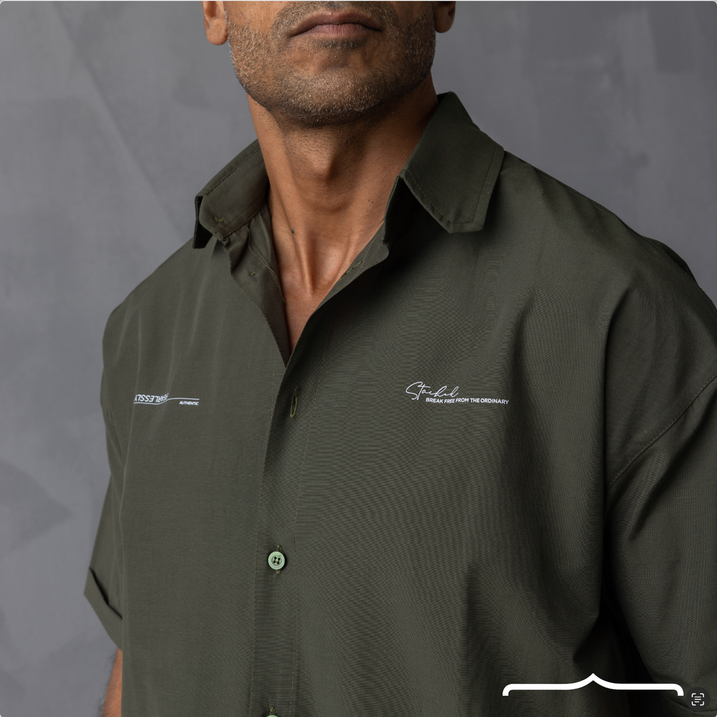 Front Pockets Oversize shirt in Olive