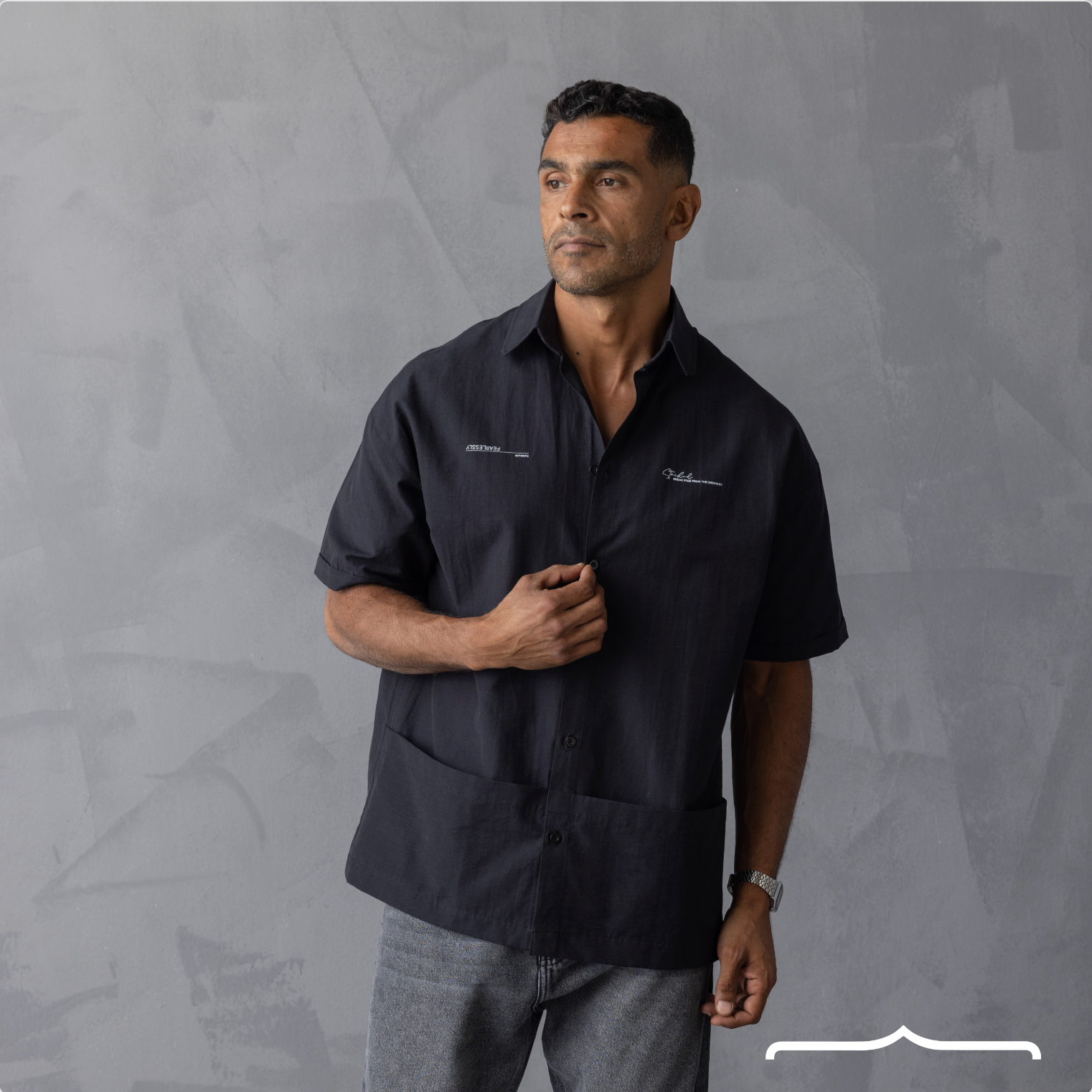 Front Pockets Oversize shirt  in Black