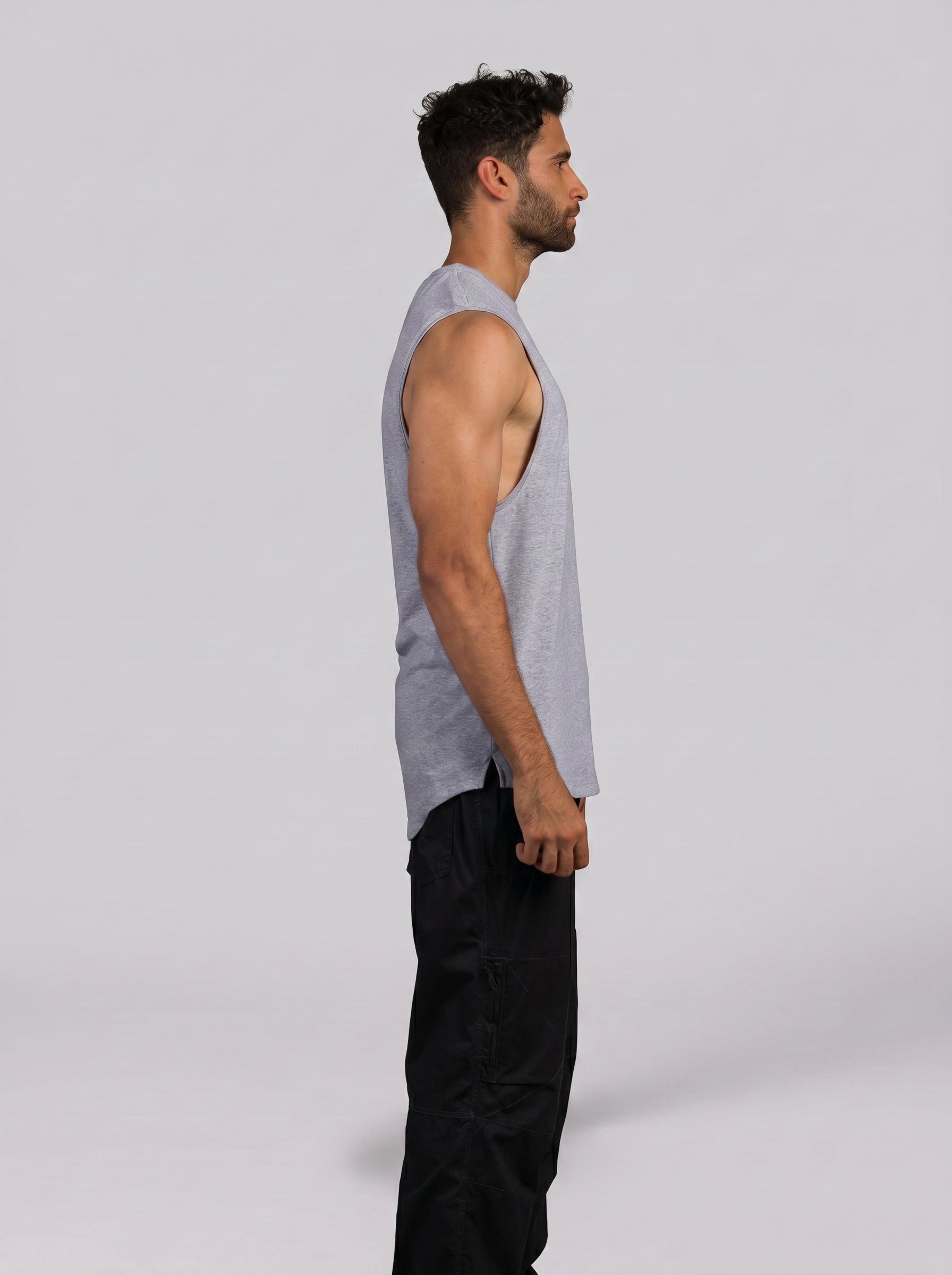 Sleeveless T-Shirt Volume 2 in Light Grey