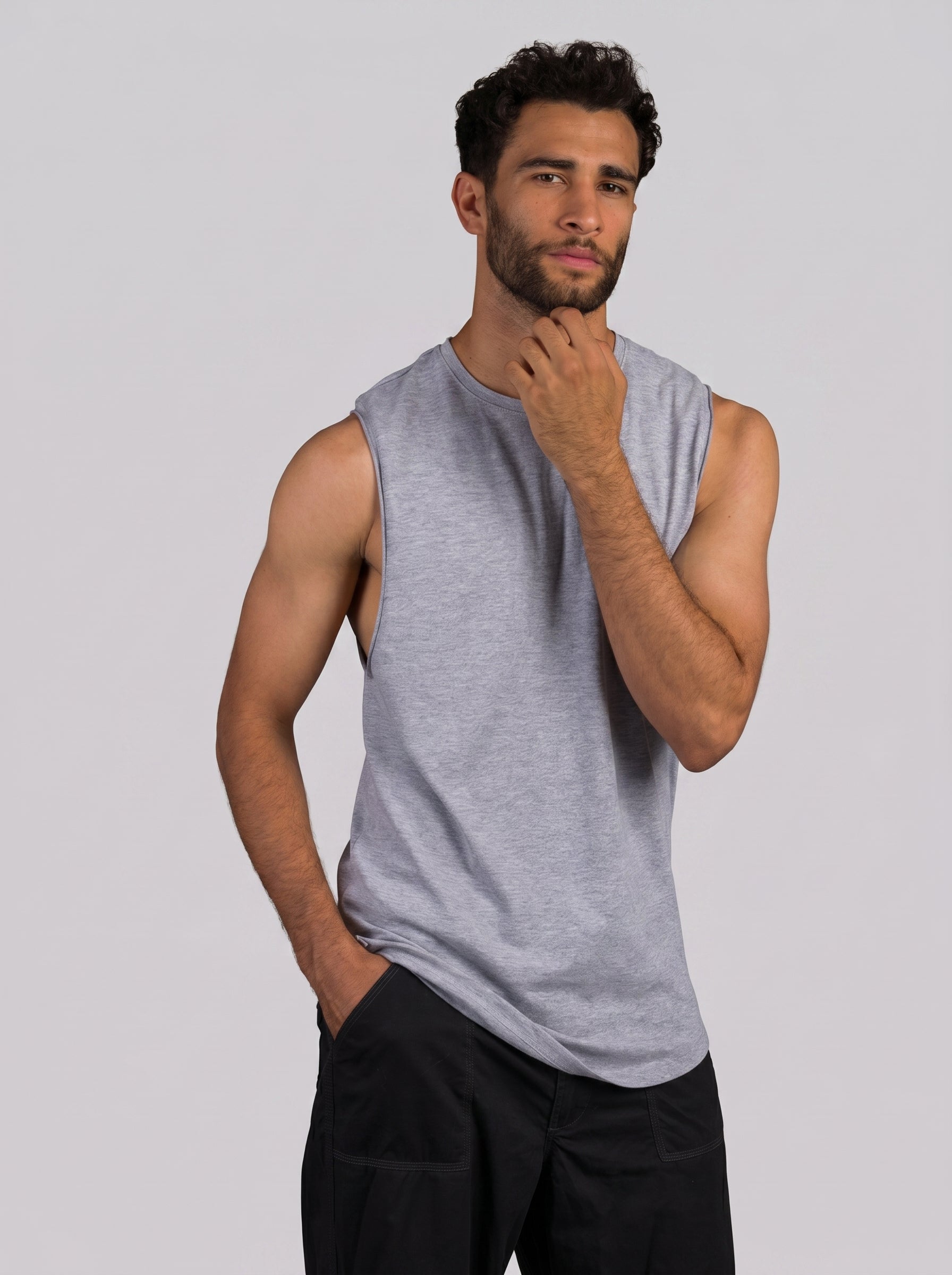 Sleeveless T-Shirt Volume 2 in Light Grey