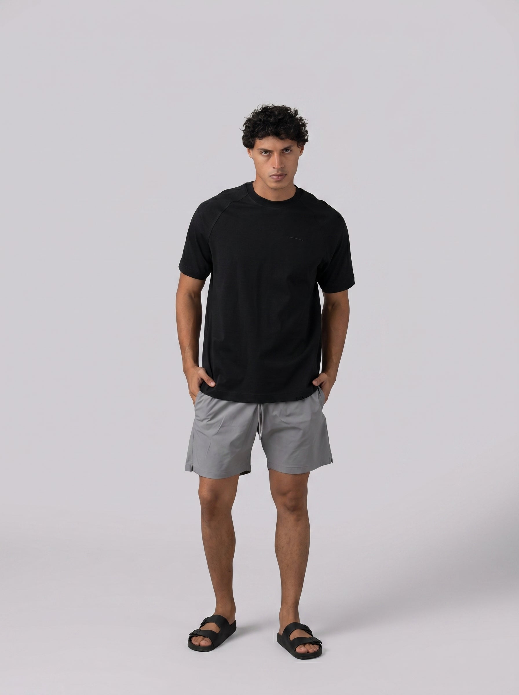 Solid Swim Short in Light Grey
