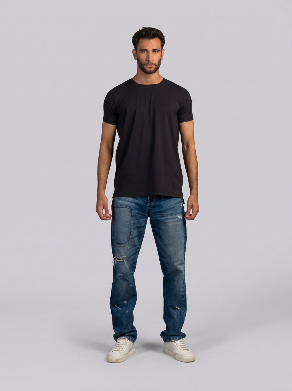 Split T-shirt in Black