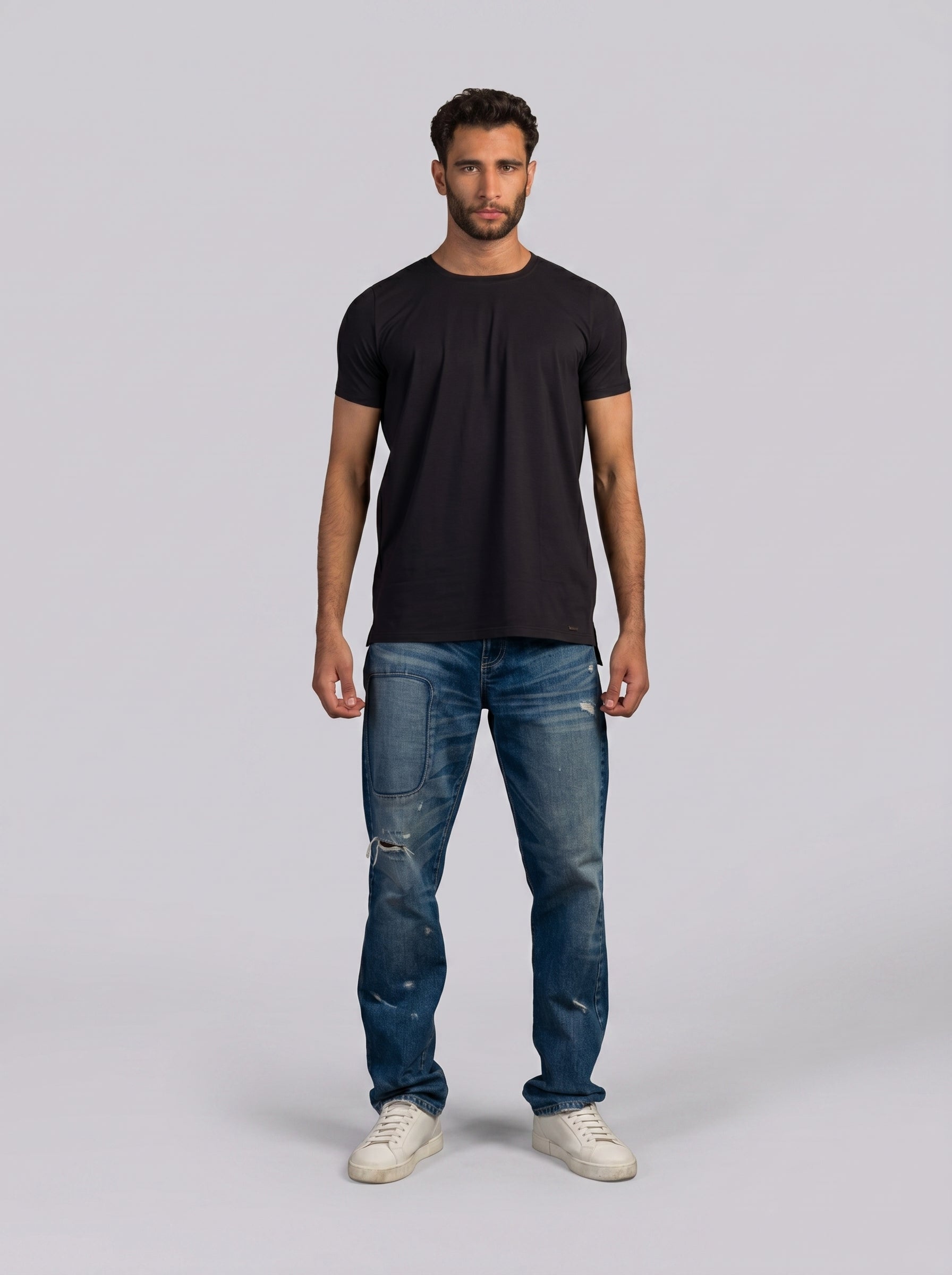 Split T-shirt in Black