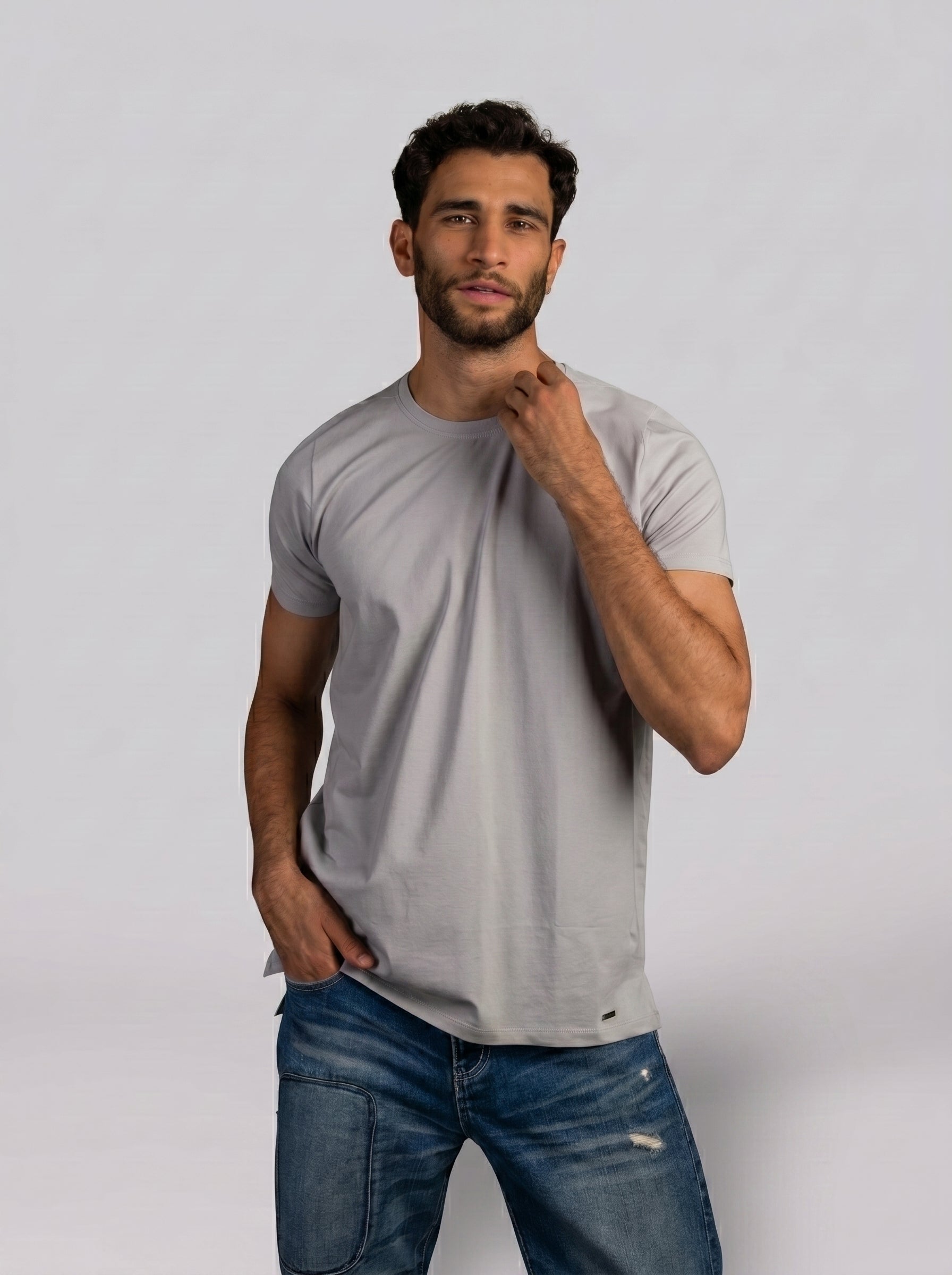 Split T-shirt in Light Grey