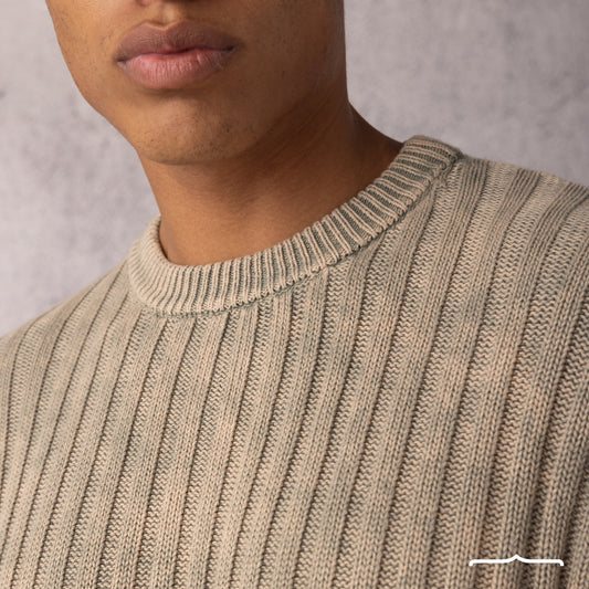 Washed loose fit pullover in washed beige