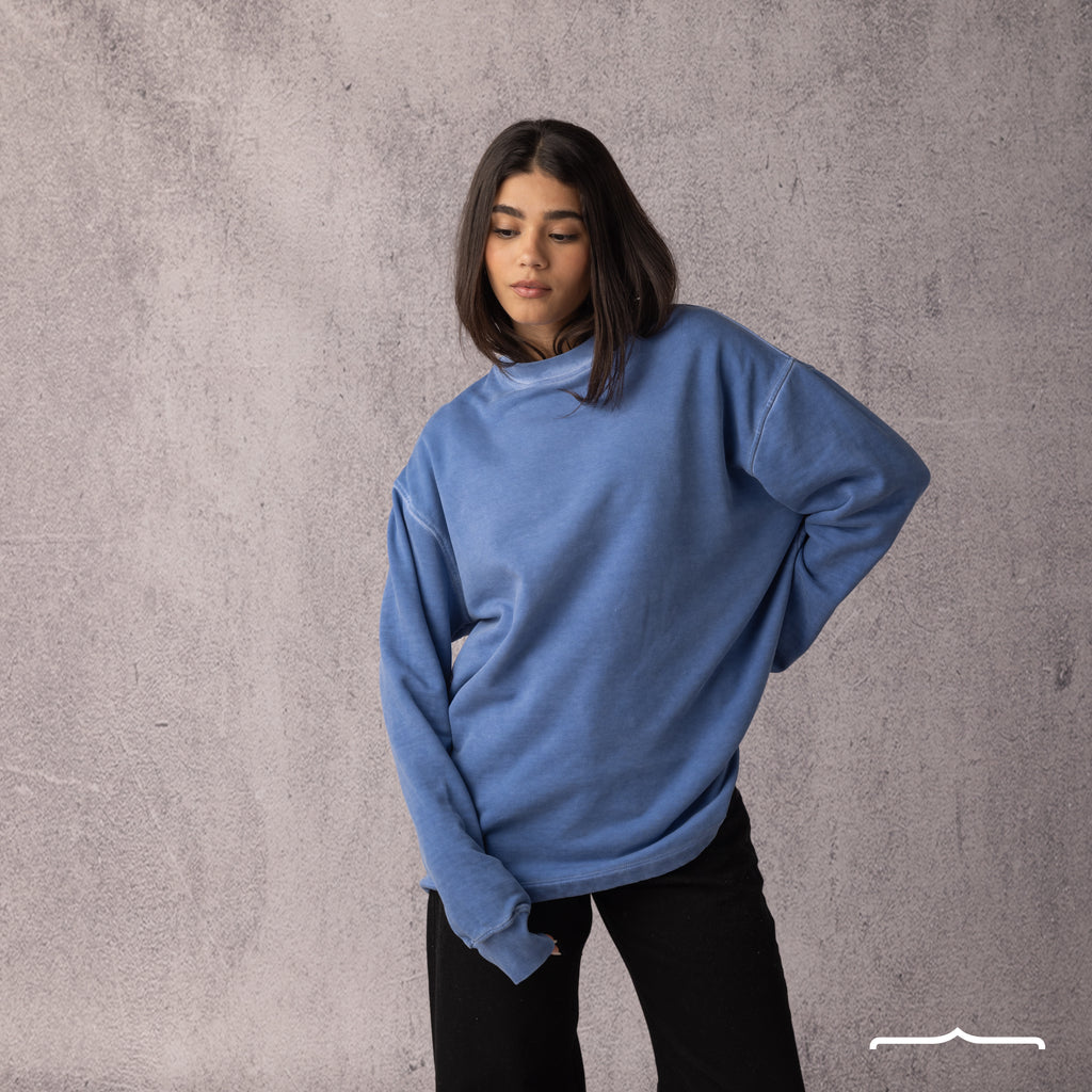 Washed sweatshirt in Baby blue