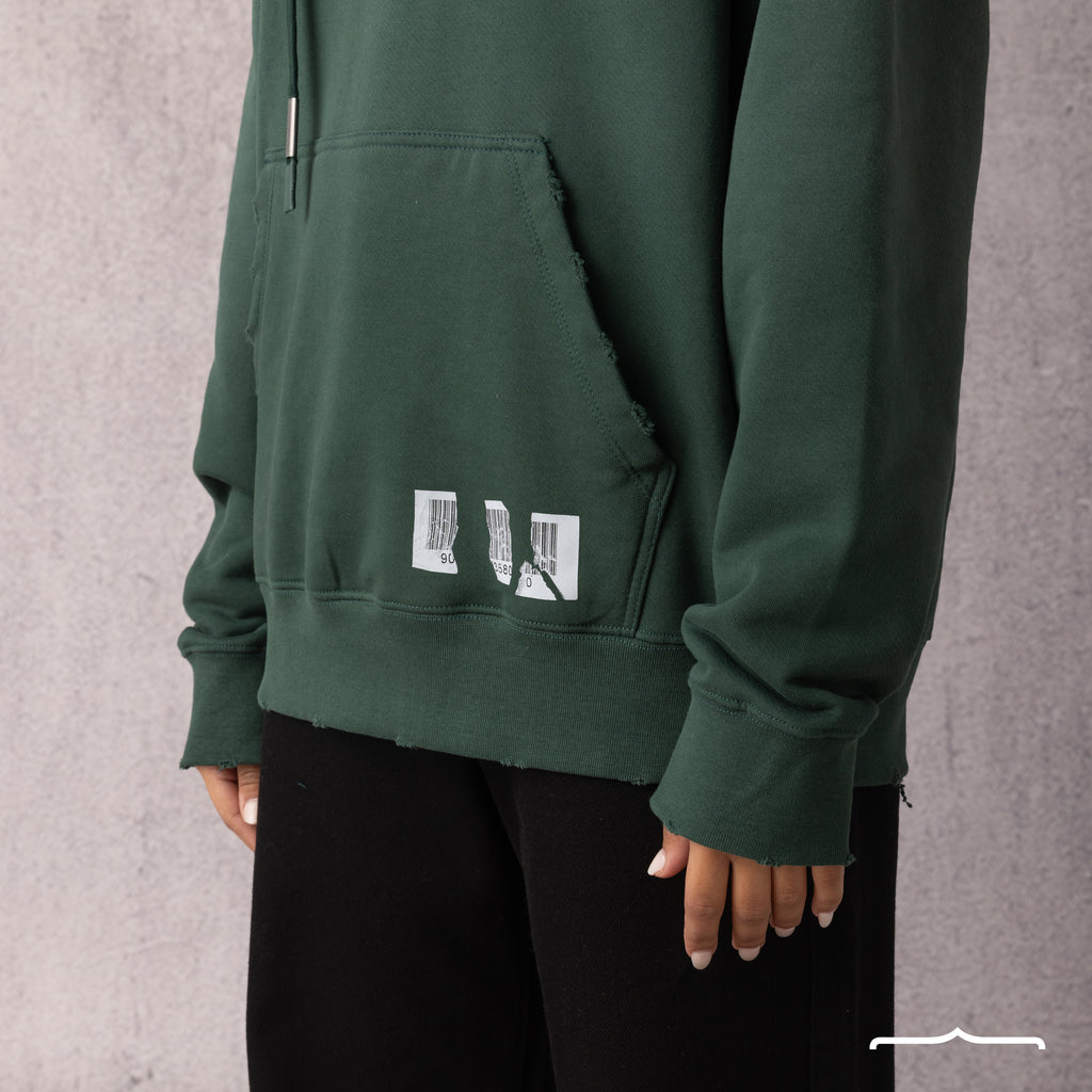 Barcode Washed Hoodie in Green