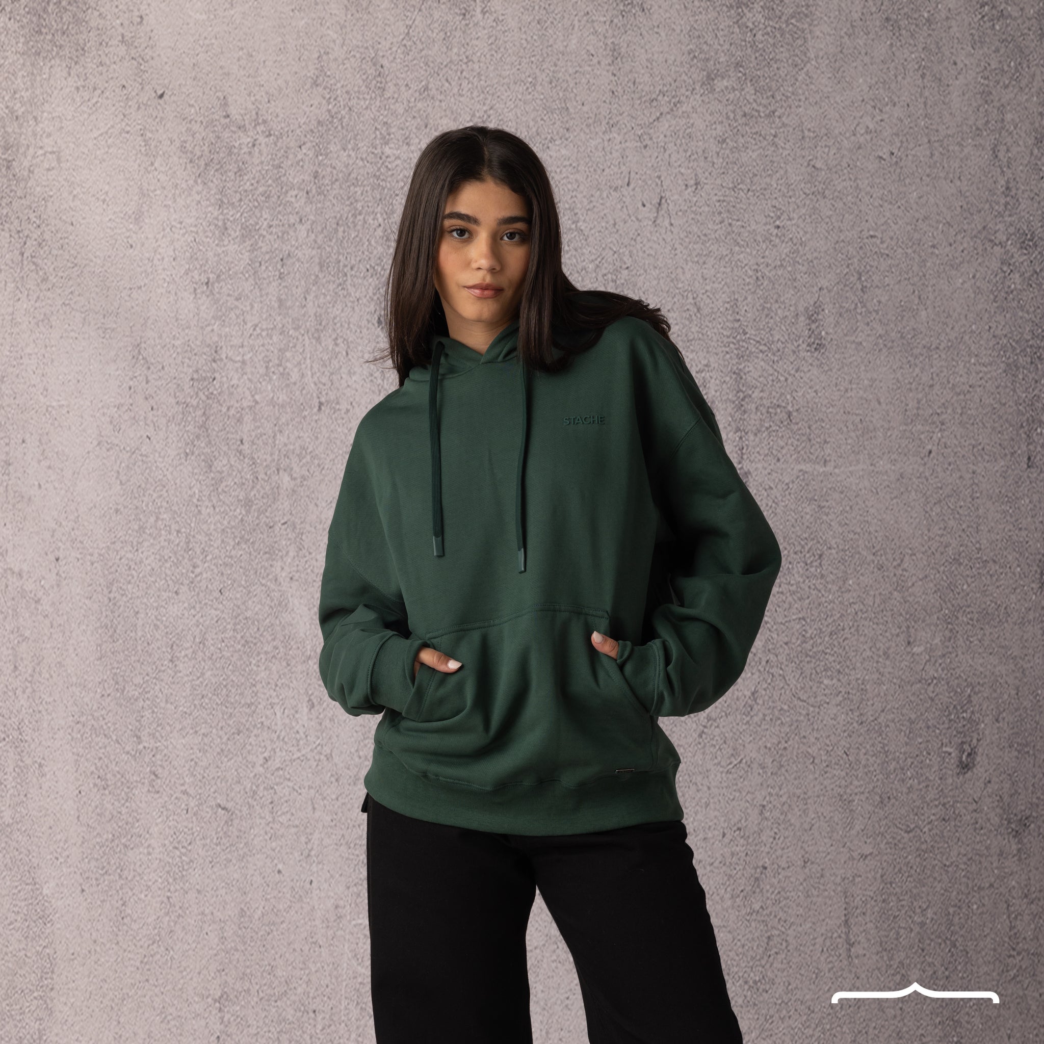 Rubber Logo Basic Hoodie in Green