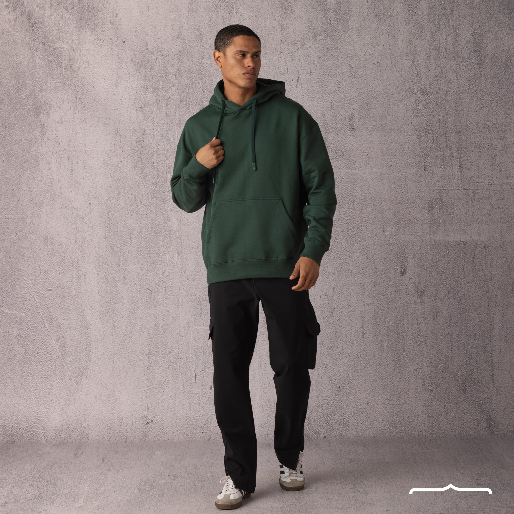 Rubber Logo Basic Hoodie in Green