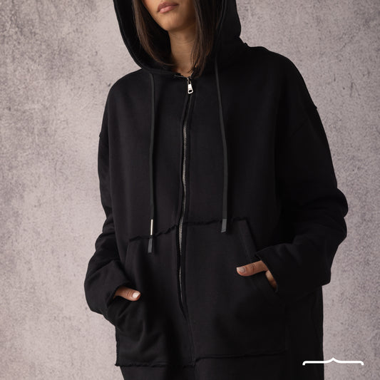 Raw Edge Oversize jacket in Black