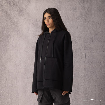 Raw Edge Oversize jacket in Black