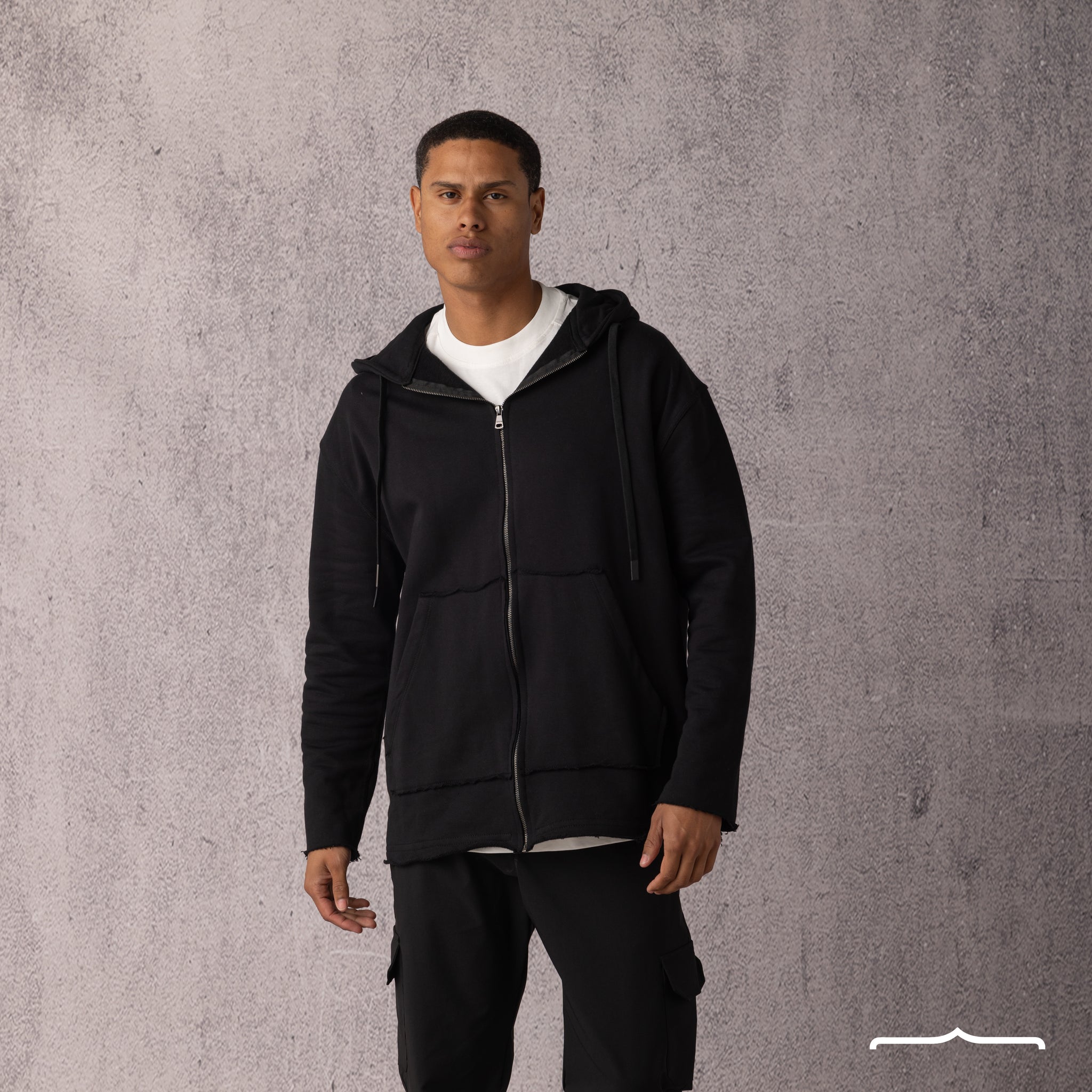 Raw Edge Oversize jacket in Black