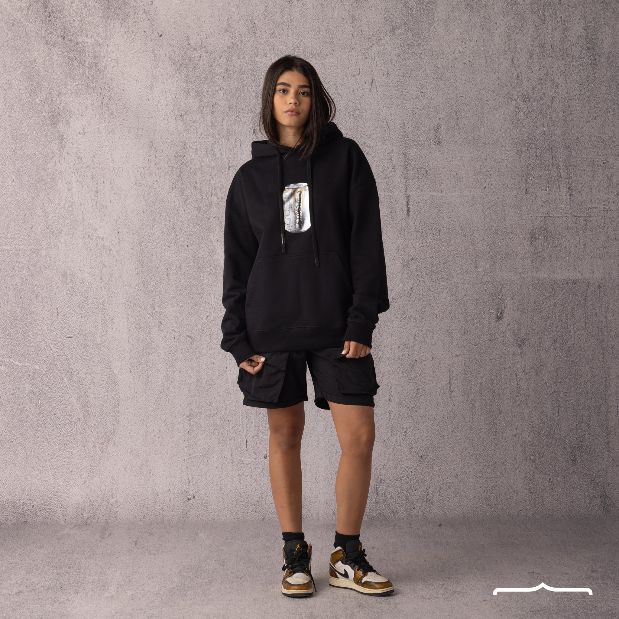 Reflective can print Hoodie in Black