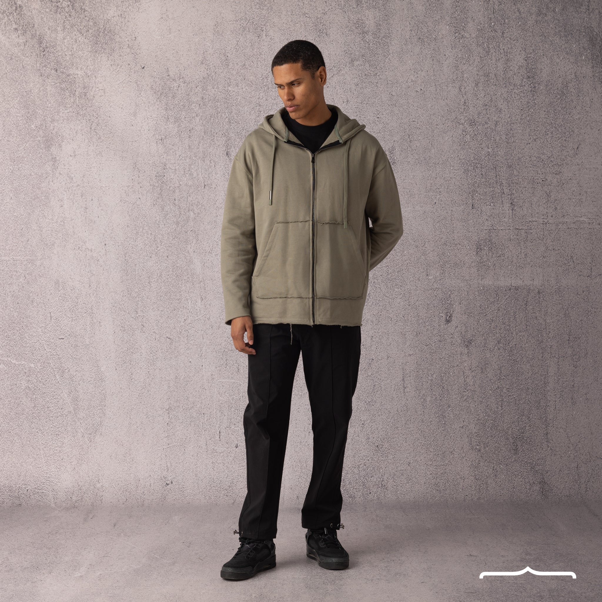 Raw Edge Oversize jacket in Olive