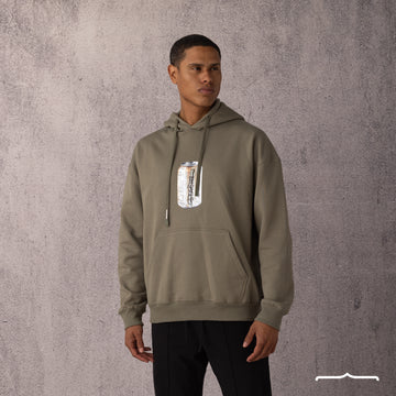 Reflective can print Hoodie in Olive