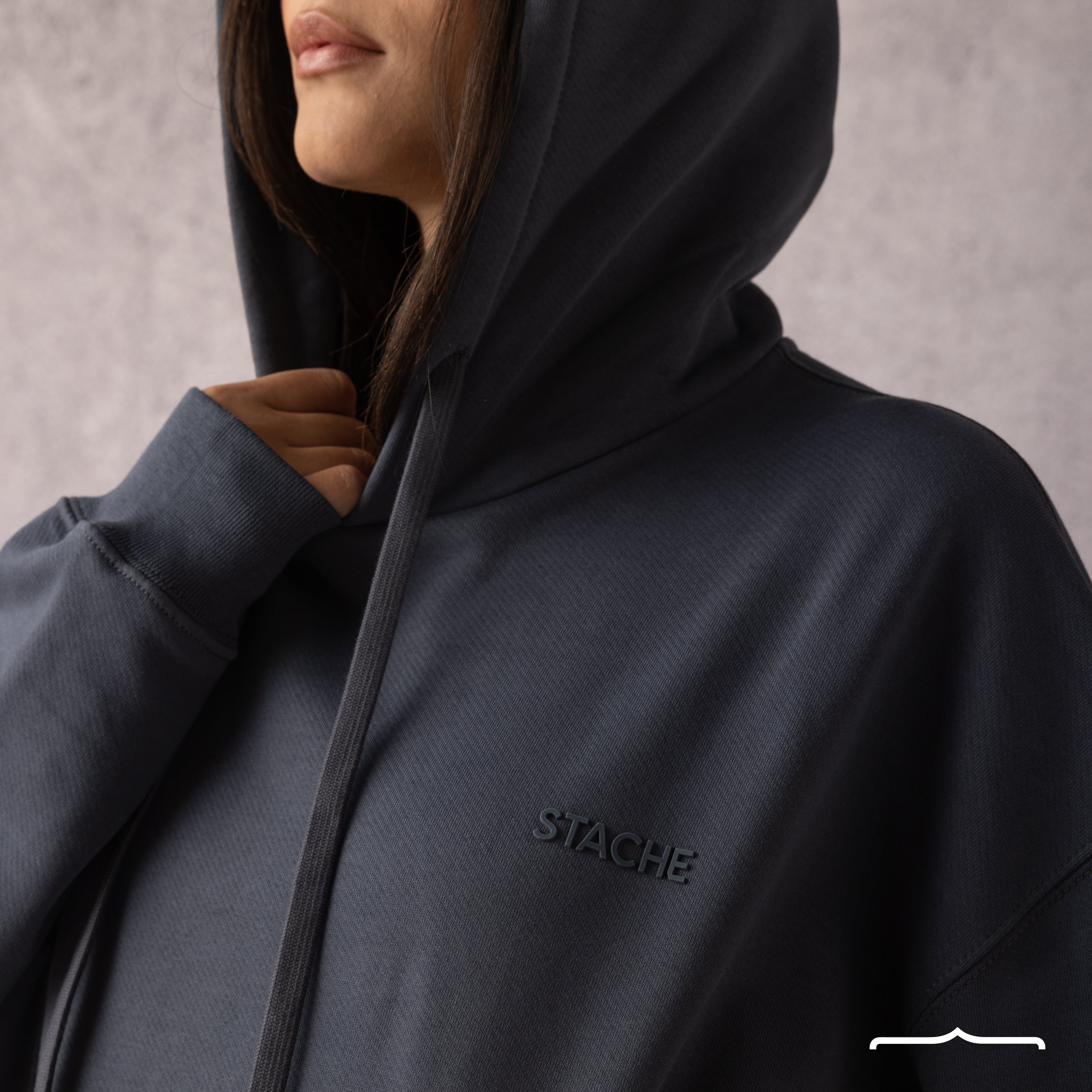 Rubber Logo Basic Hoodie in Dark Grey