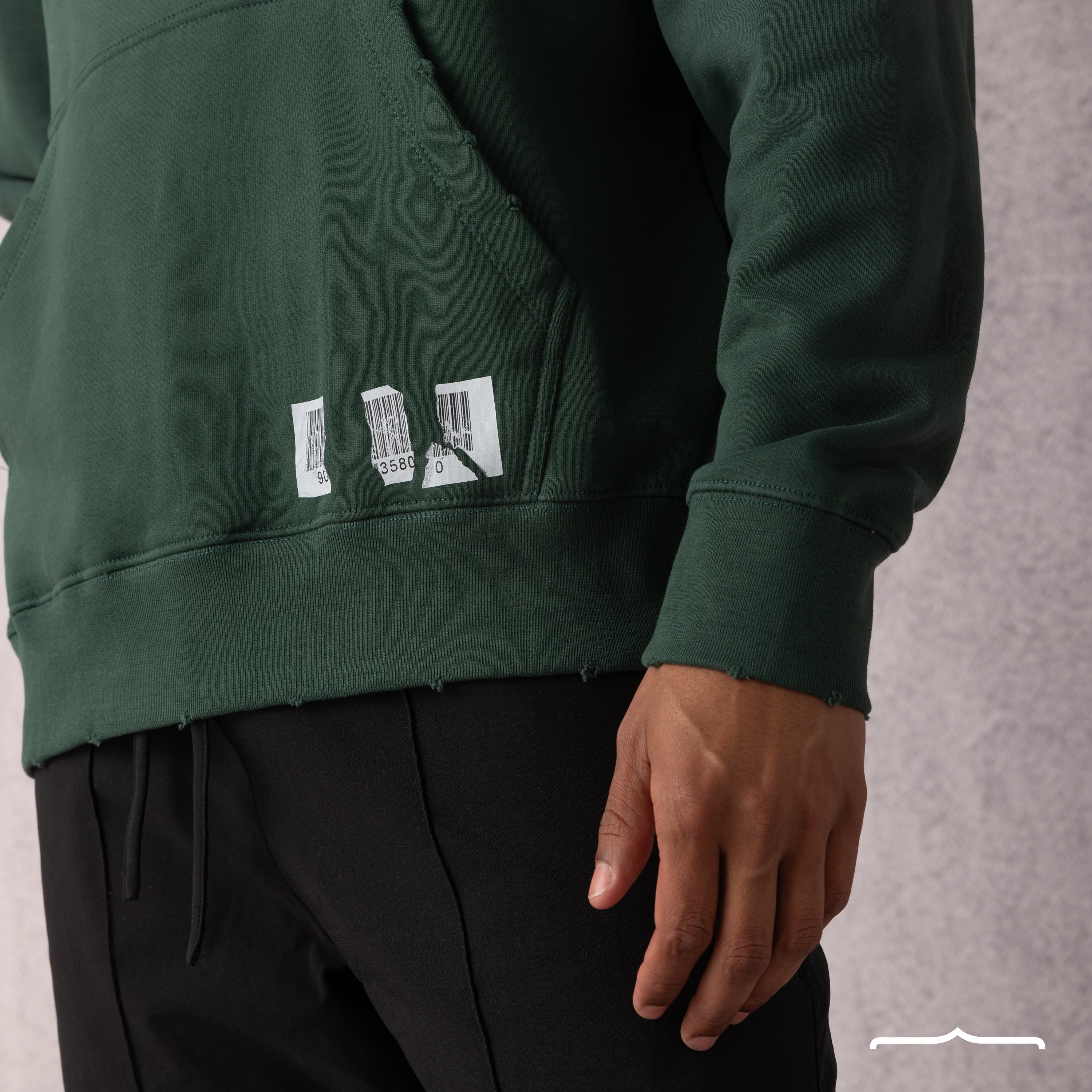 Barcode Washed Hoodie in Green men