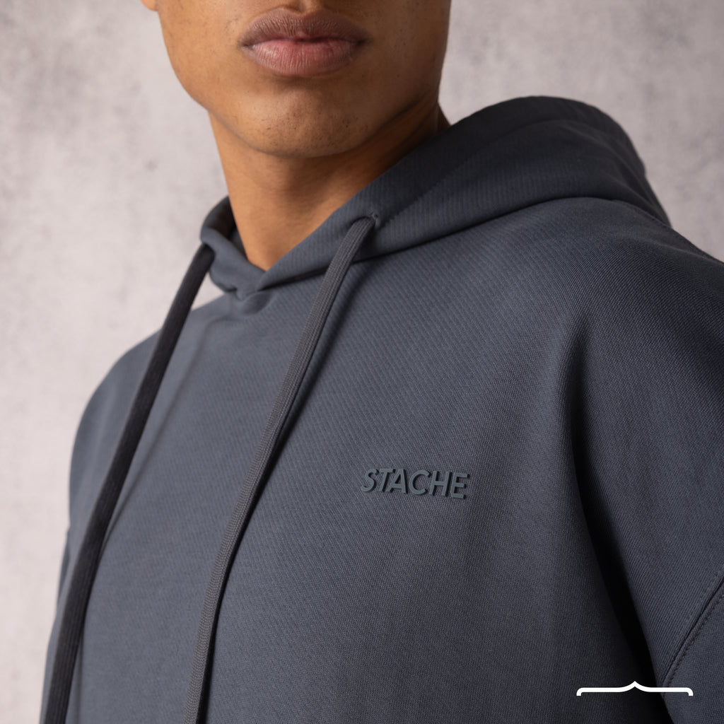 Rubber Logo Basic Hoodie in Dark Grey