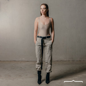 High leg bodysuit in Beige