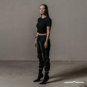Drawstring joggers in Metallic Black