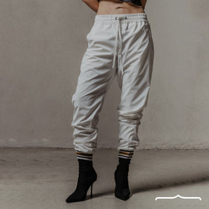 Drawstring joggers in Metallic White