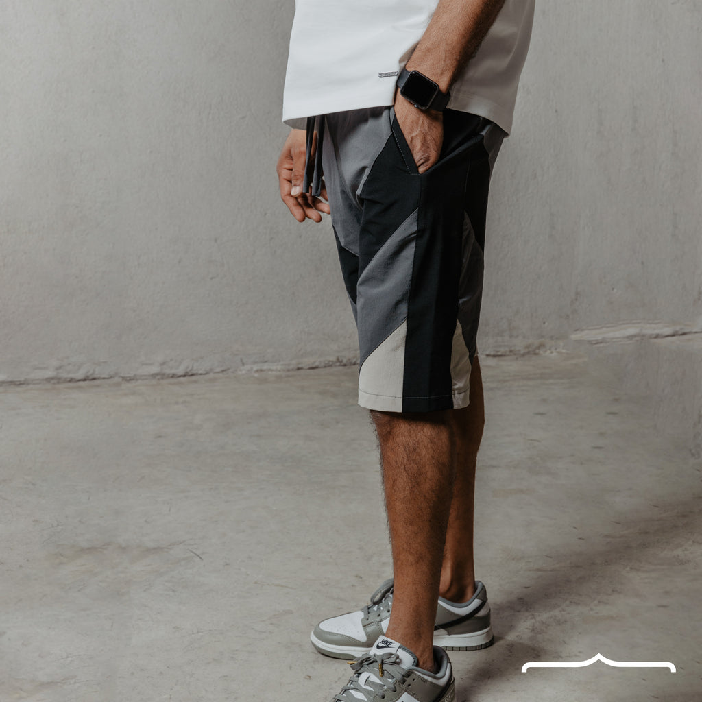 Color block shorts in Grey