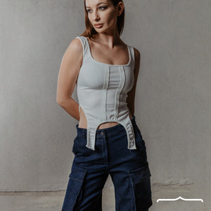 White tank top-Asymmetrical hem
