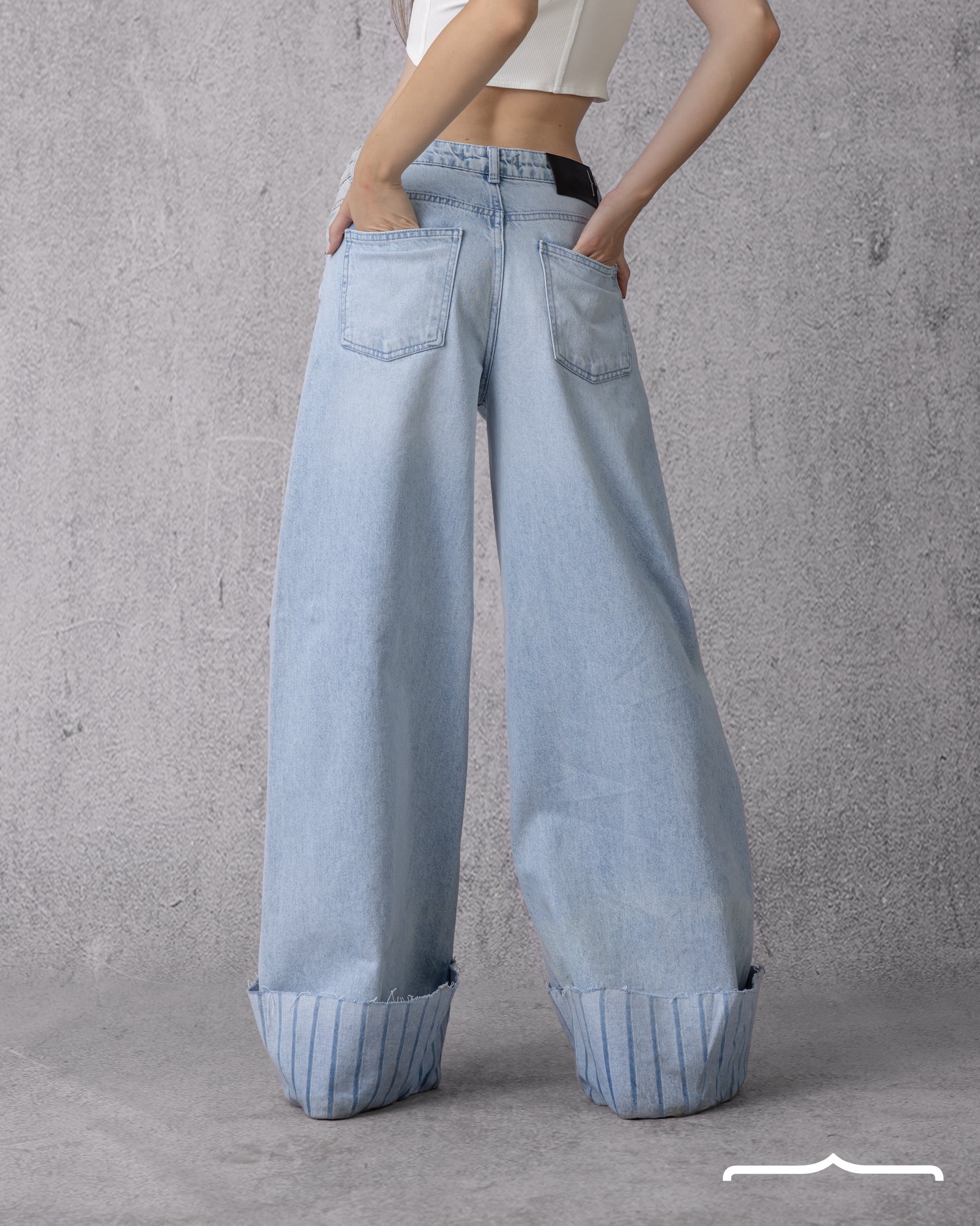 Low Waist Wide Leg Cuffed Denim