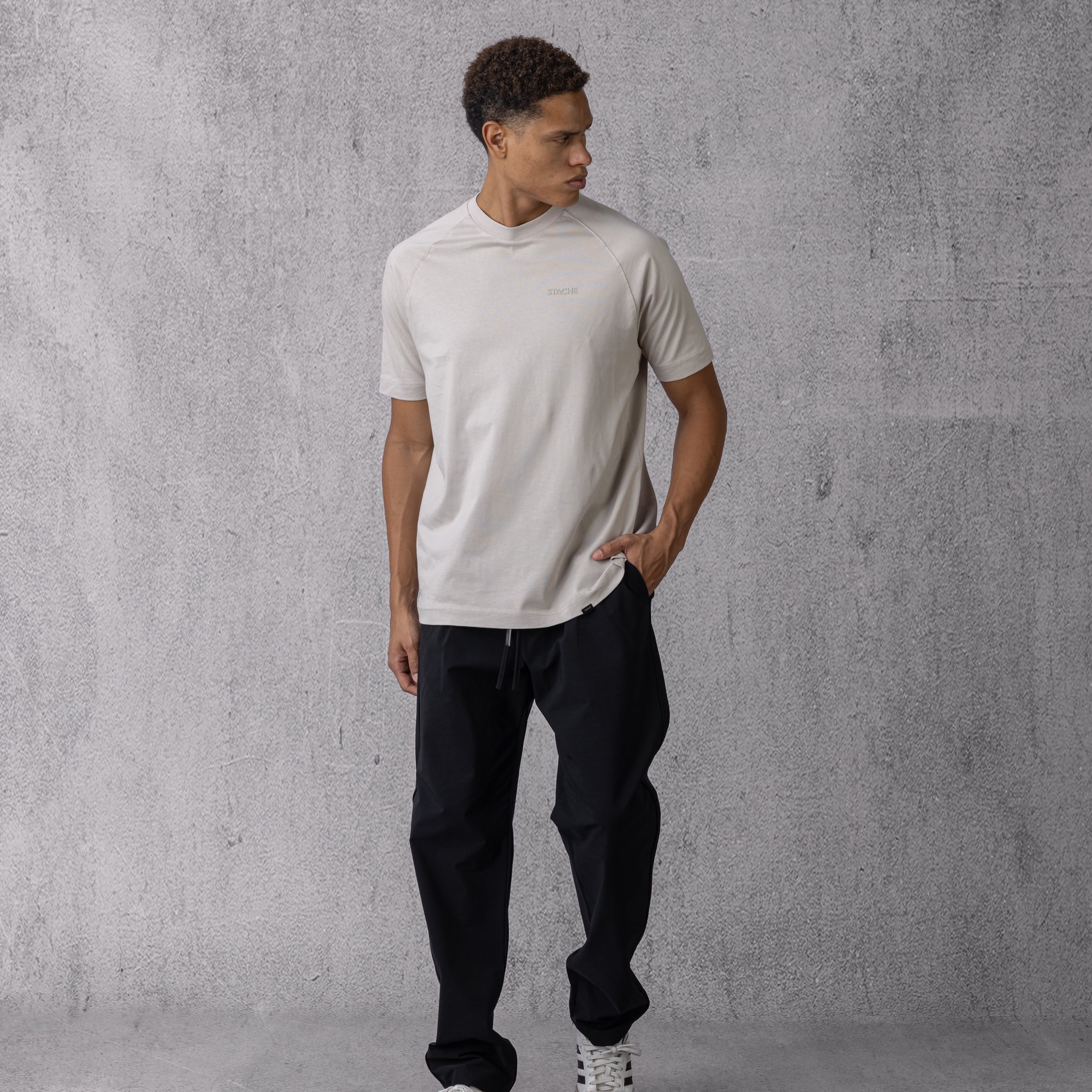 Raglan Rubber Logo in Regular Fit in Beige