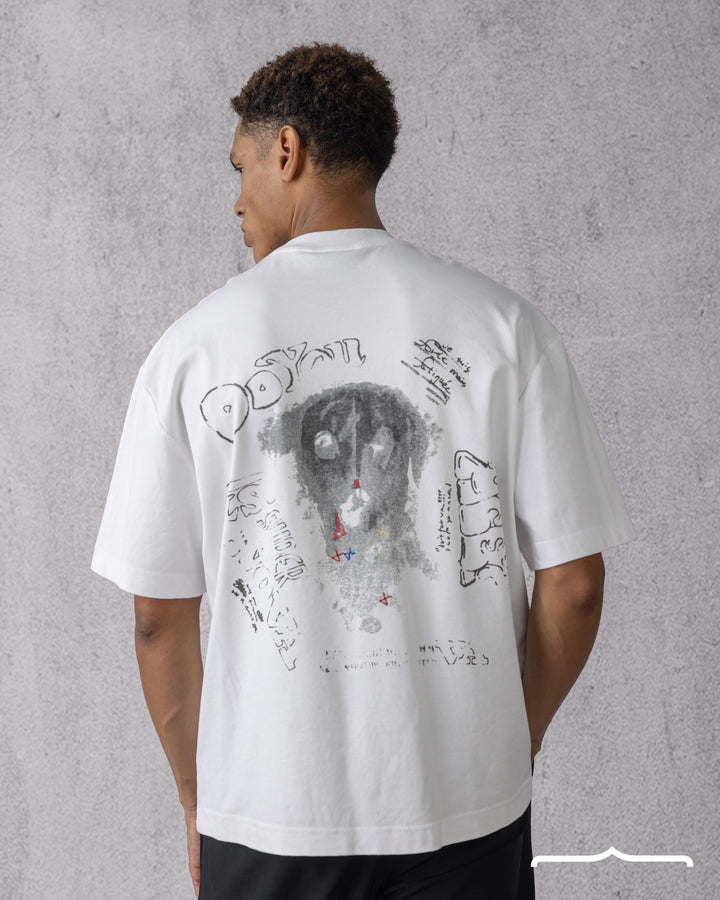 Dalmatian Sketch Oversized T-shirt in White