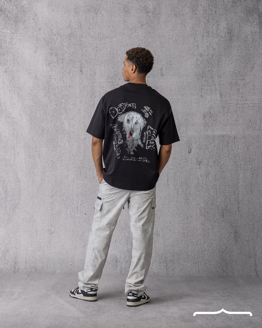 Dalmatian Sketch Oversized T-shirt in Black