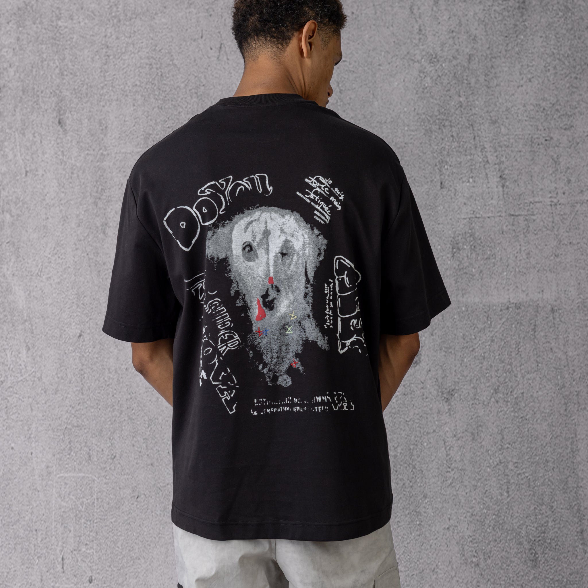 Dalmatian Sketch Oversized T-shirt in Black