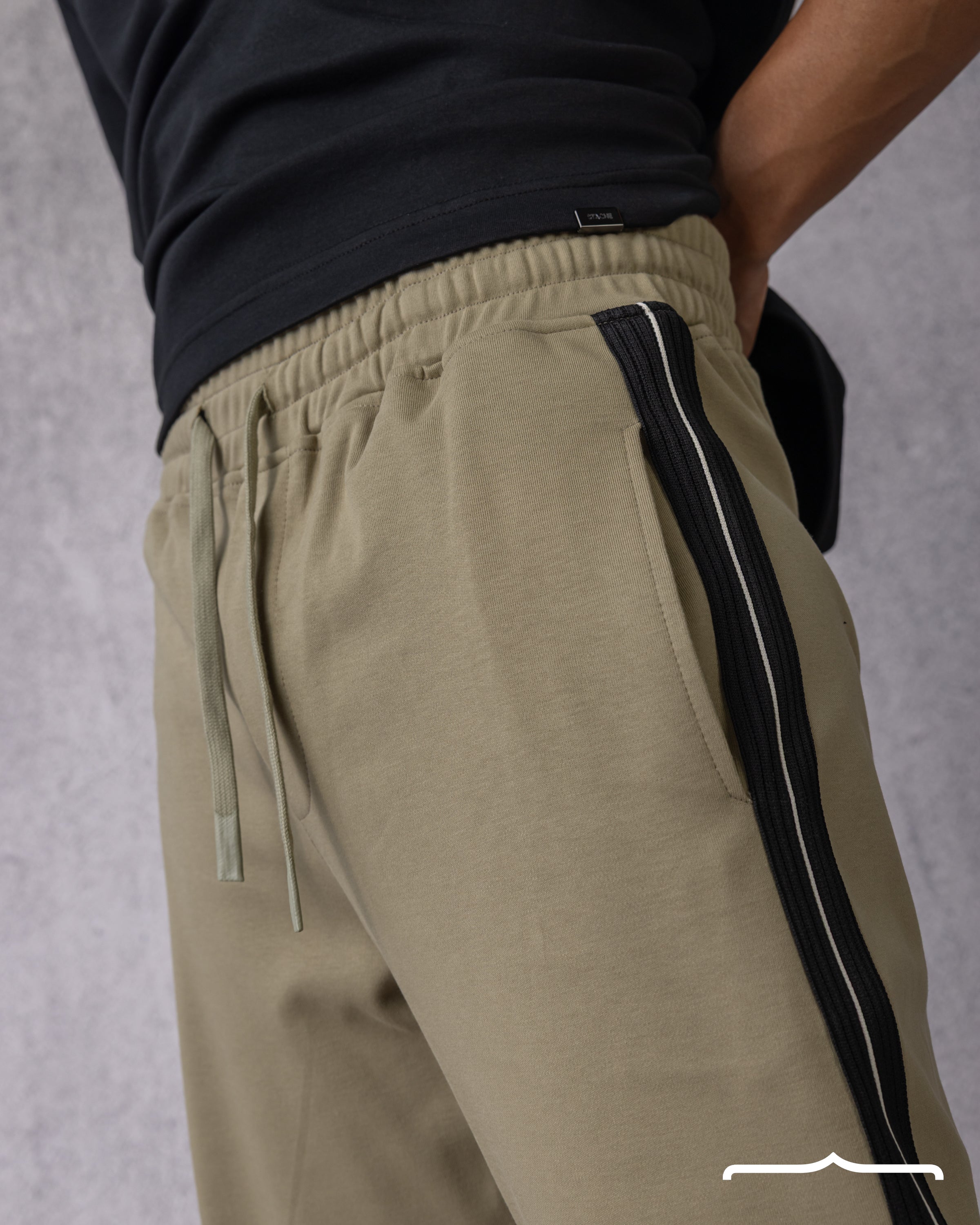 Oversized Stripe Sweatpants in Olive