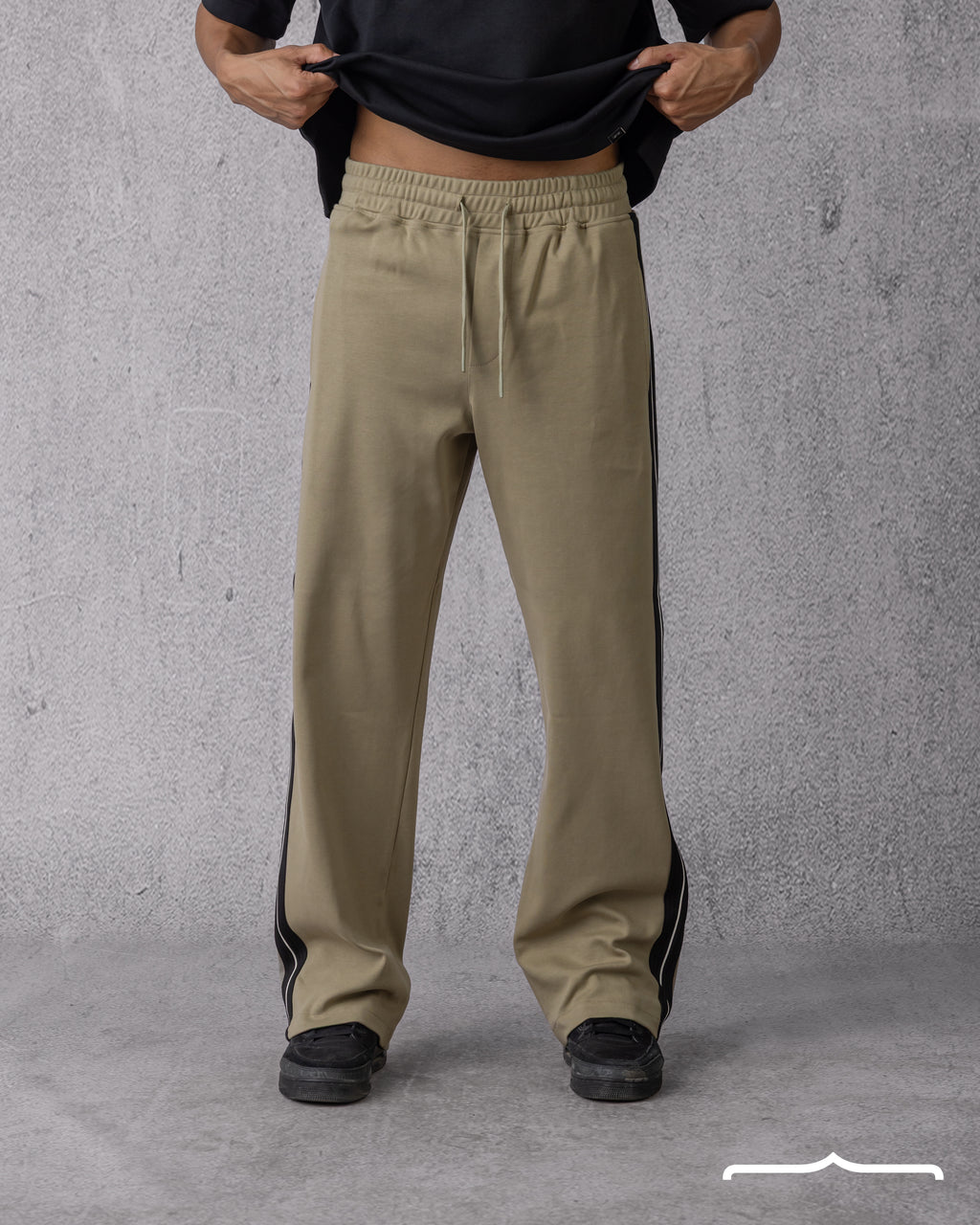 Oversized Stripe Sweatpants in Olive