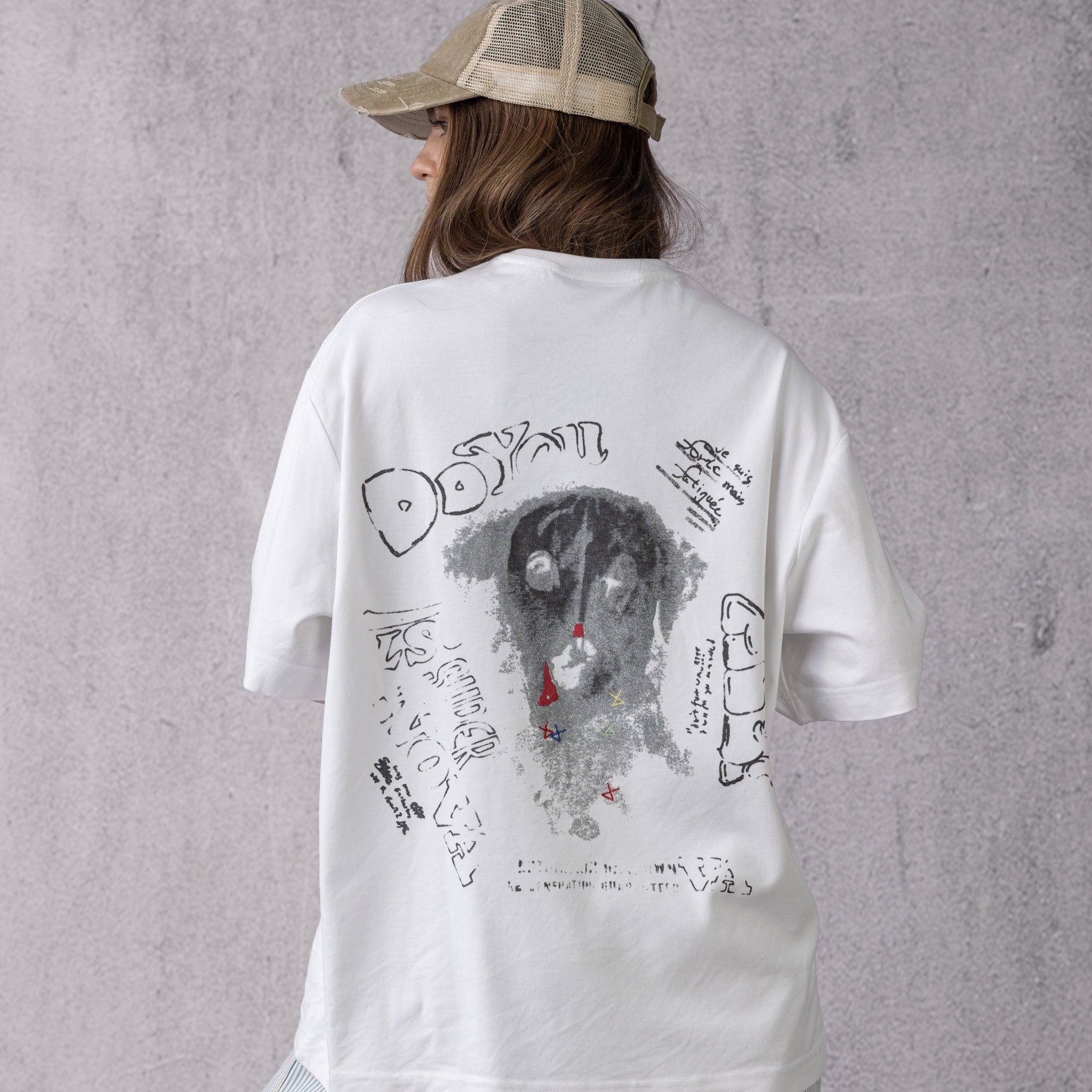 Dalmatian Sketch Oversized T-shirt in White