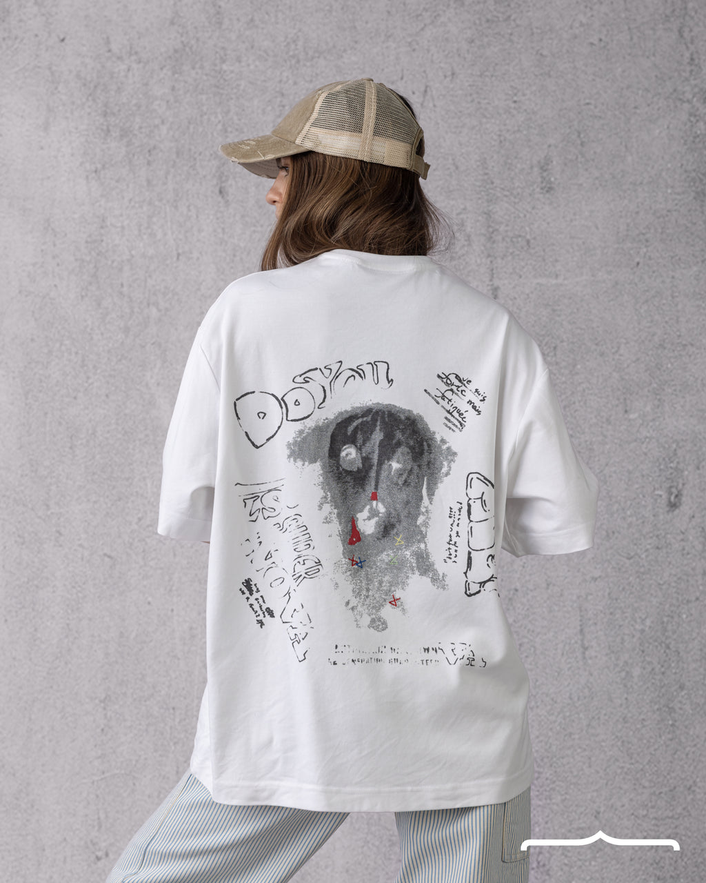 Dalmatian Sketch Oversized T-shirt in White