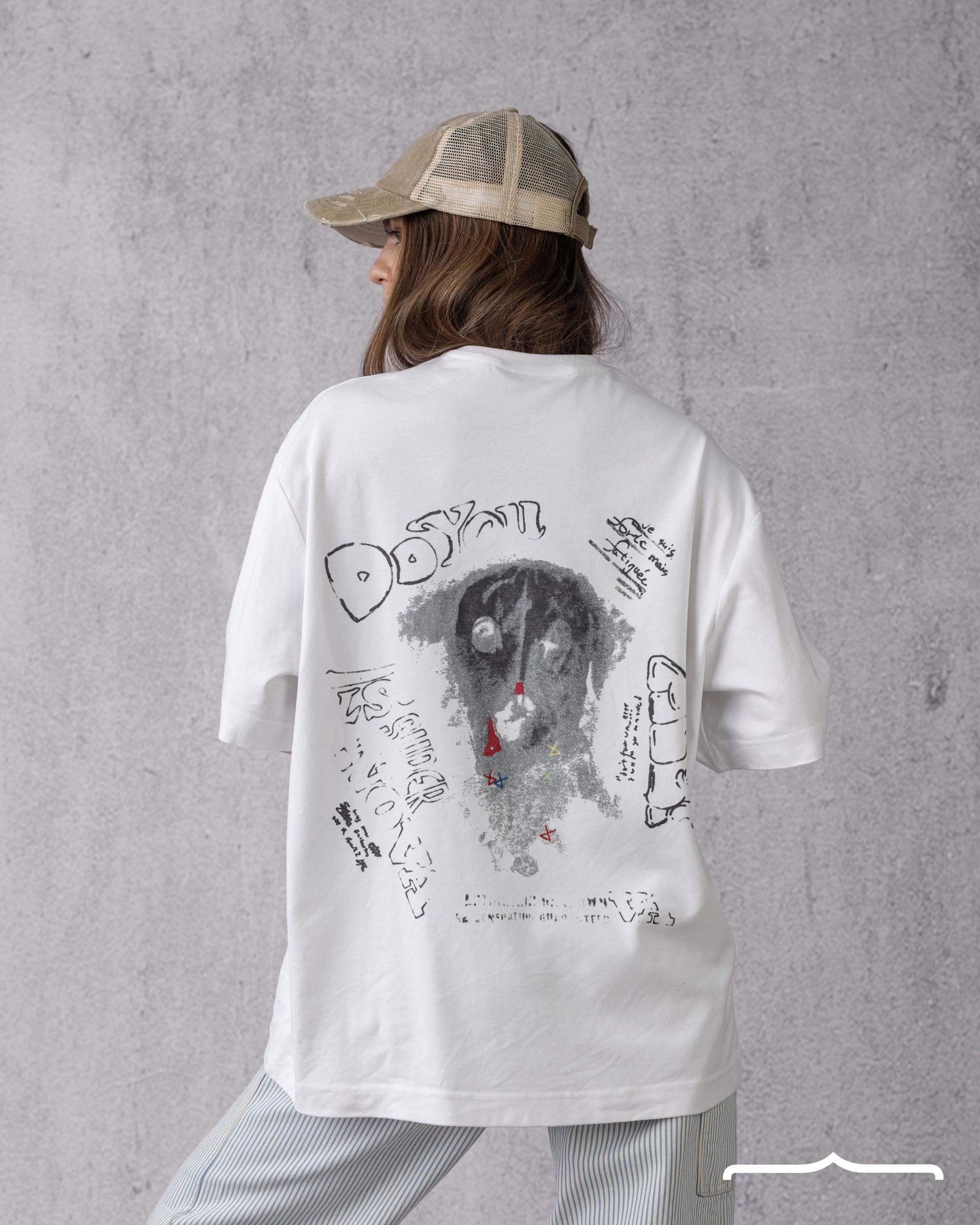 Dalmatian Sketch Oversized T-shirt in White