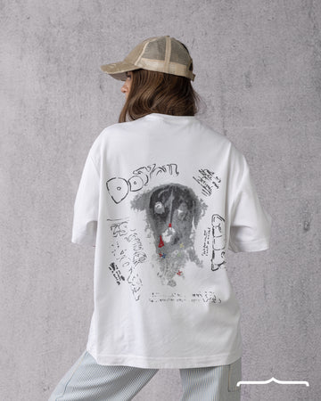 Dalmatian Sketch Oversized T-shirt in White