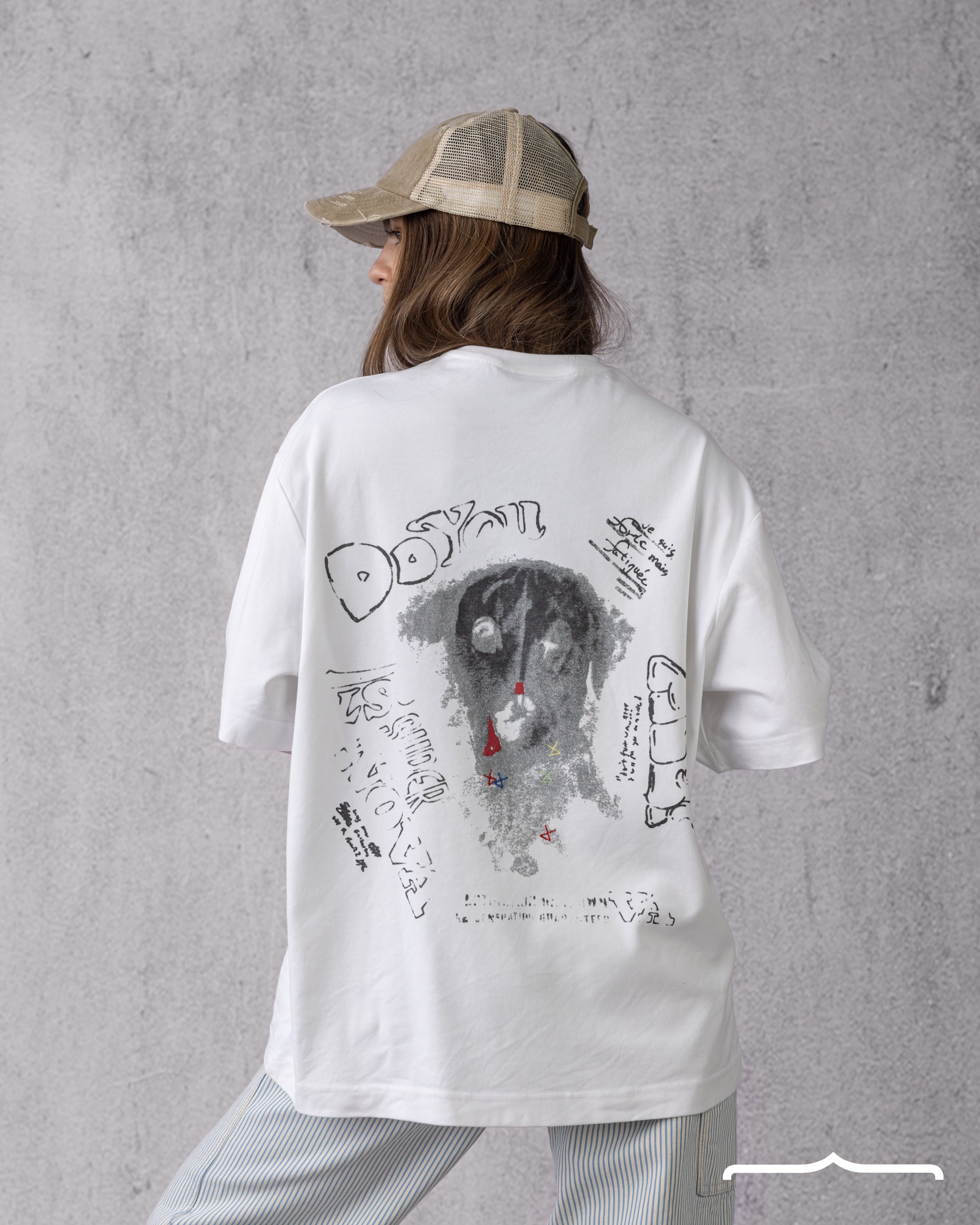 Dalmatian Sketch Oversized T-shirt in White