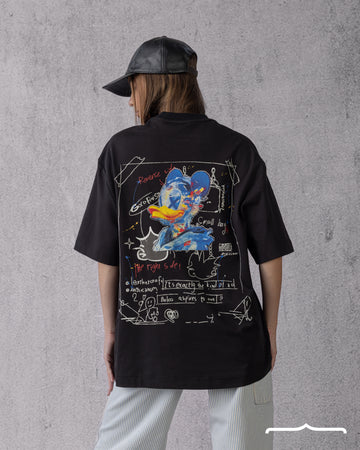 Donald Duck Sketch Oversized T-shirt in Black