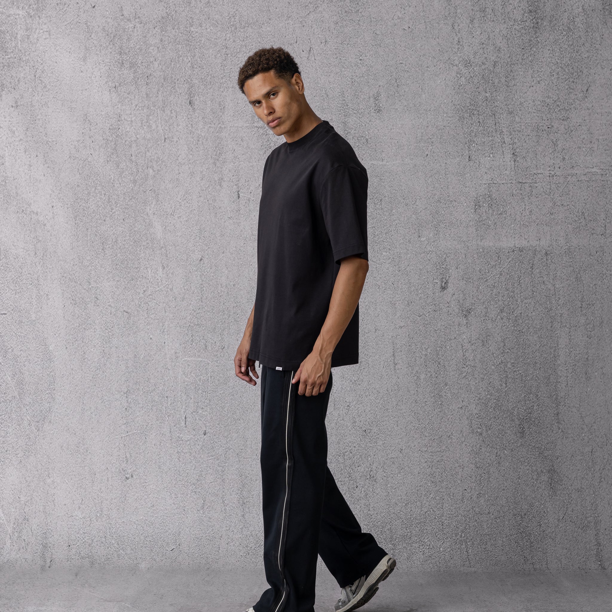 Oversized Stripe Sweatpants in Black