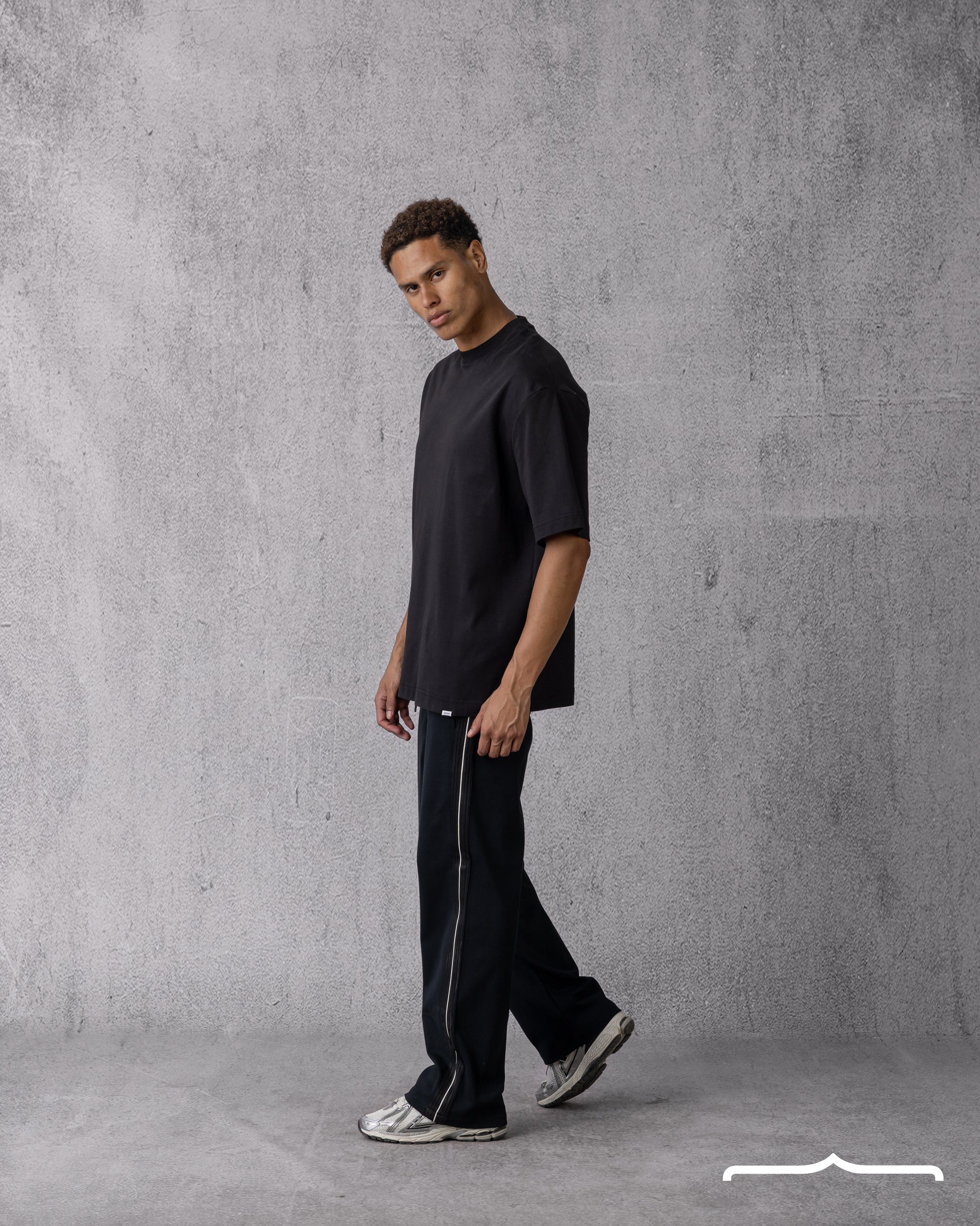 Oversized Stripe Sweatpants in Black