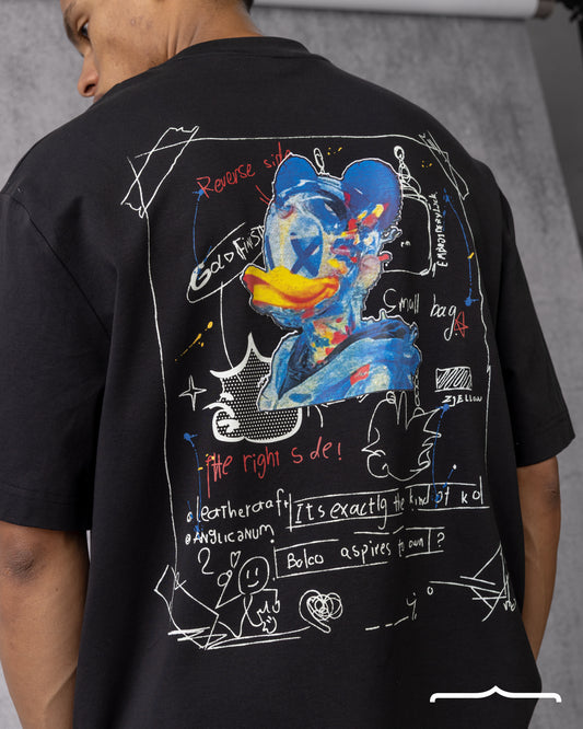 Donald Duck Sketch Oversized T-shirt in Black
