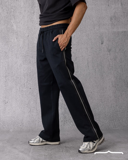 Oversized Stripe Sweatpants in Black