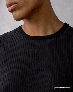 Fine Knit T-shirt in Black