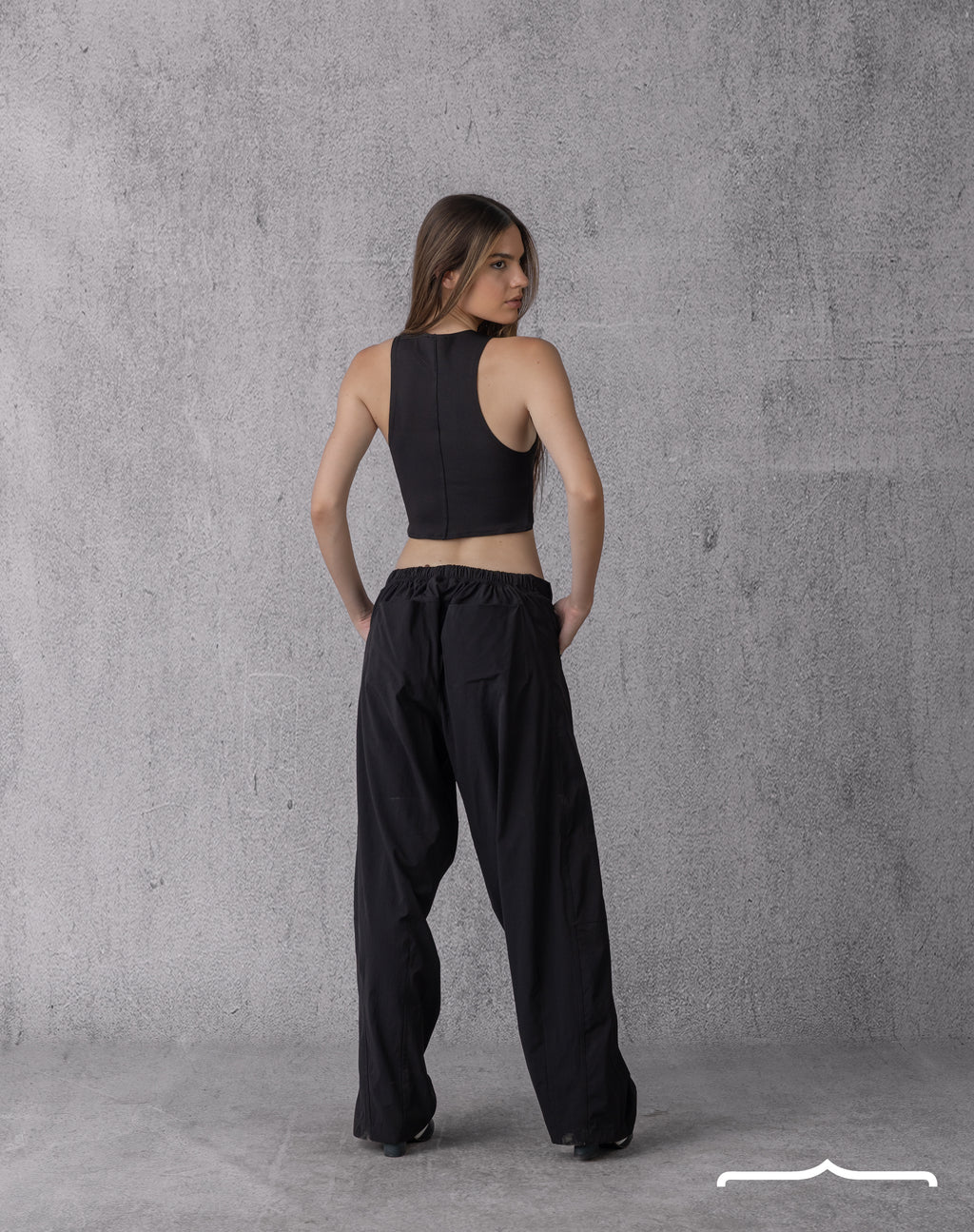 stitched detail tank top in Black
