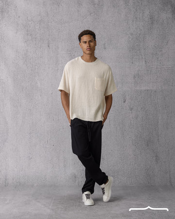 Textured T-shirt in Cream volume 2