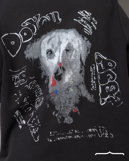 Dalmatian Sketch Oversized T-shirt in Black