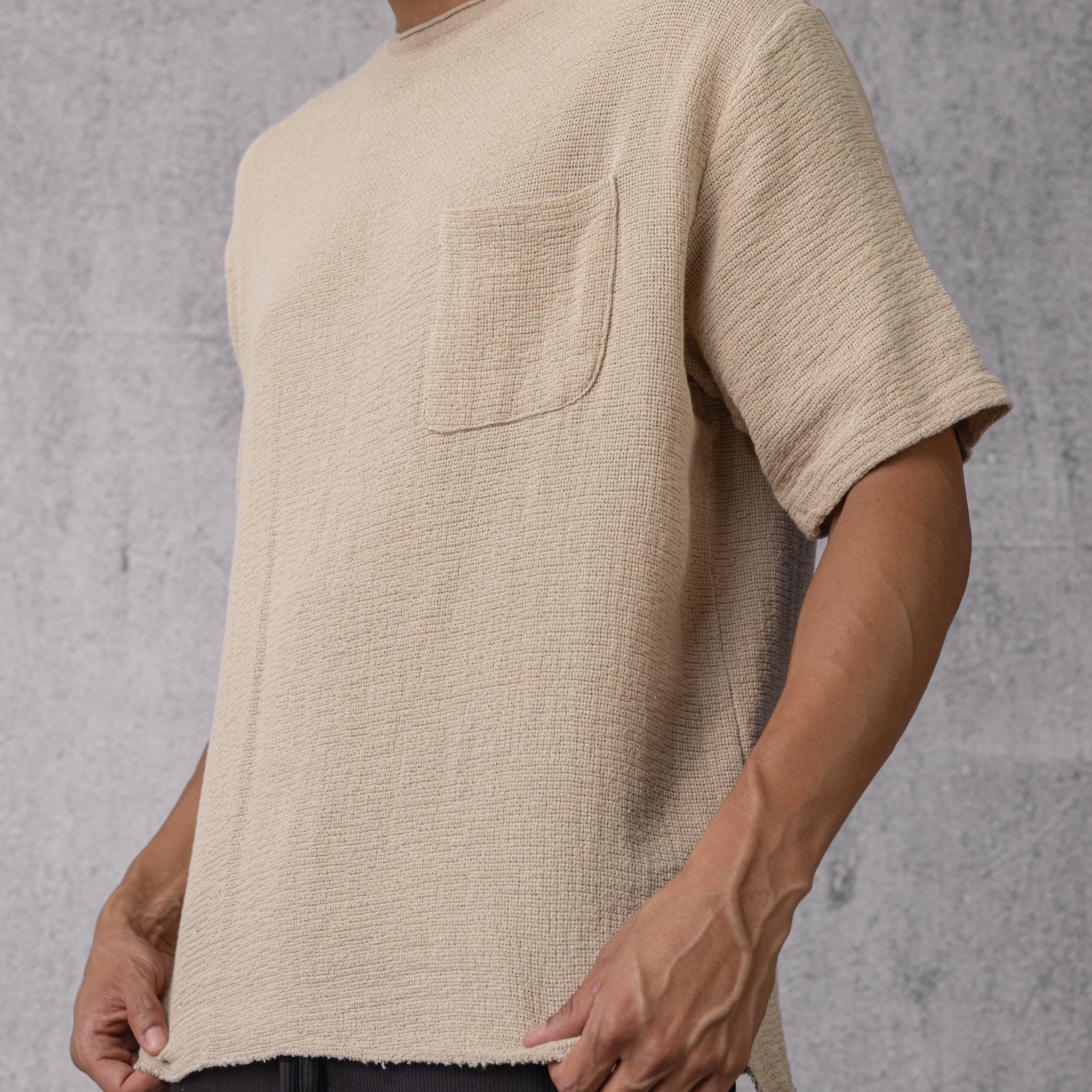 Textured T-shirt in Beige volume 2