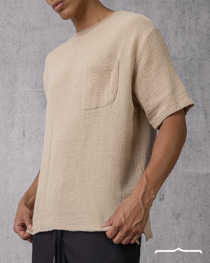 Textured T-shirt in Beige volume 2